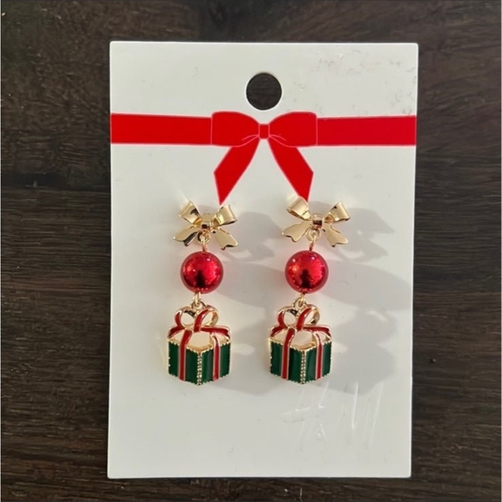H&M Christmas Bow Earrings NWT
